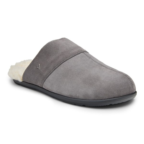 Vionic Slippers Ireland - Alfons Mule Slipper Deep Grey - Mens Shoes For Sale | DJNHP-7216